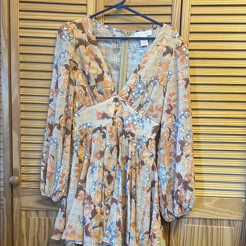 Flying Tomato Floral Blouse in Orange and Brown